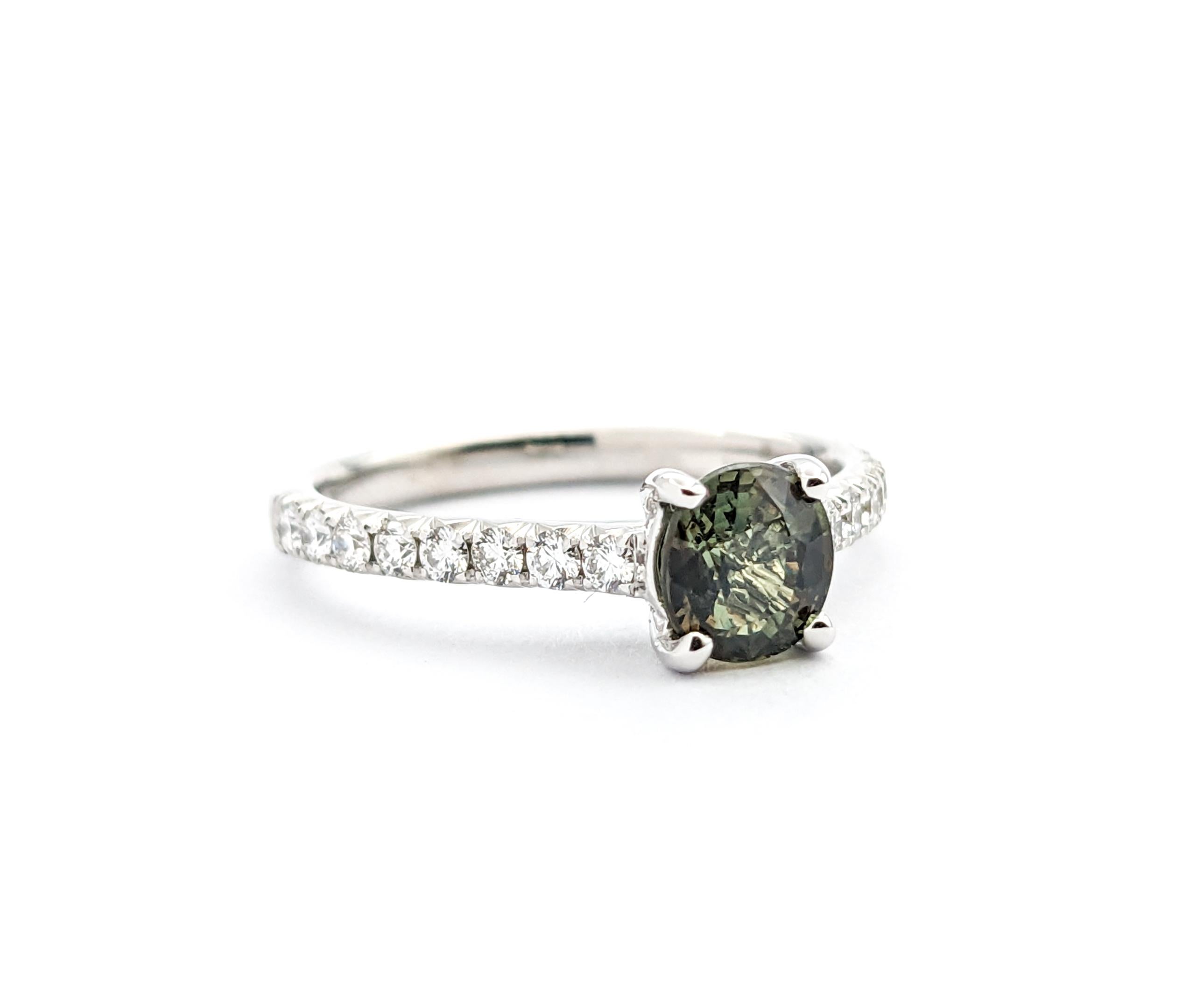Classic .91ct Natural Alexandrite & Diamond Ring in White Gold For Sale 2