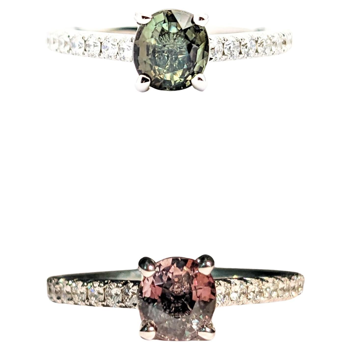 Classic .91ct Natural Alexandrite & Diamond Ring in White Gold