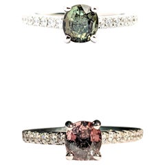Classic GIA .91ct Natural Alexandrite & Diamond Ring in White Gold