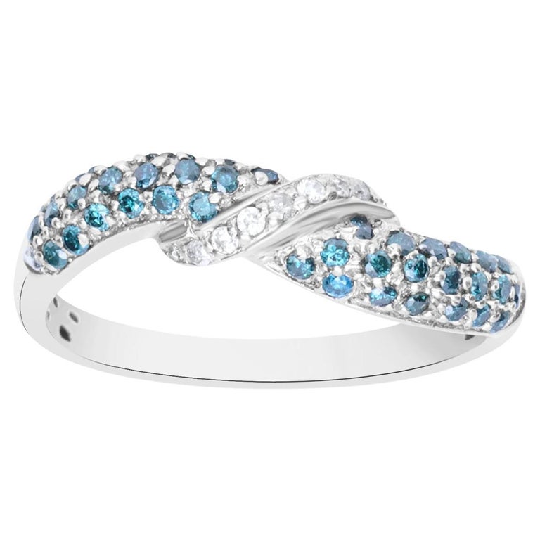 Bague vintage en argent et cristal bleu