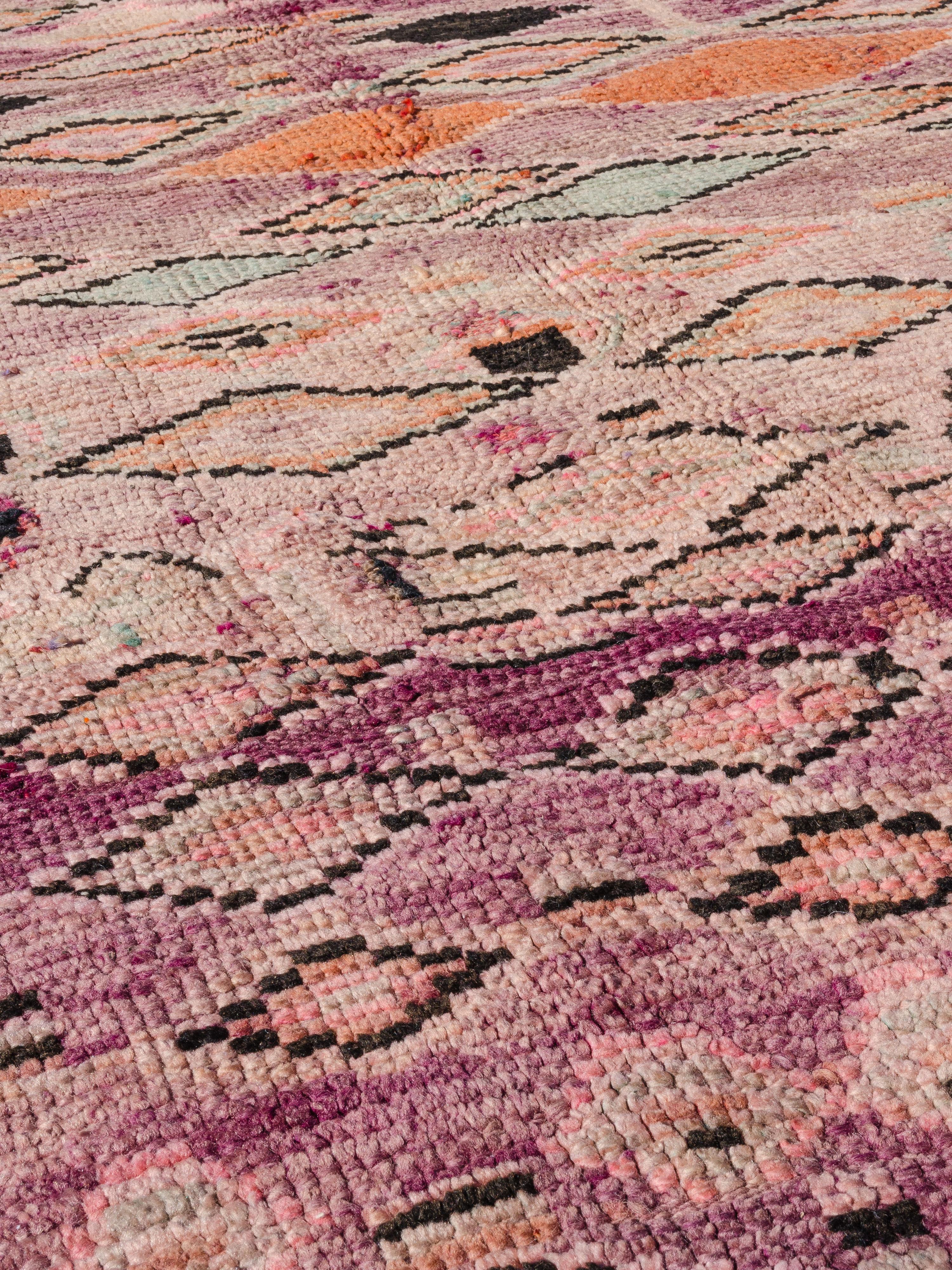 Tribal Classic Abstract Vintage Moroccan Boujad Rug Curated by Breuckelen Berber For Sale