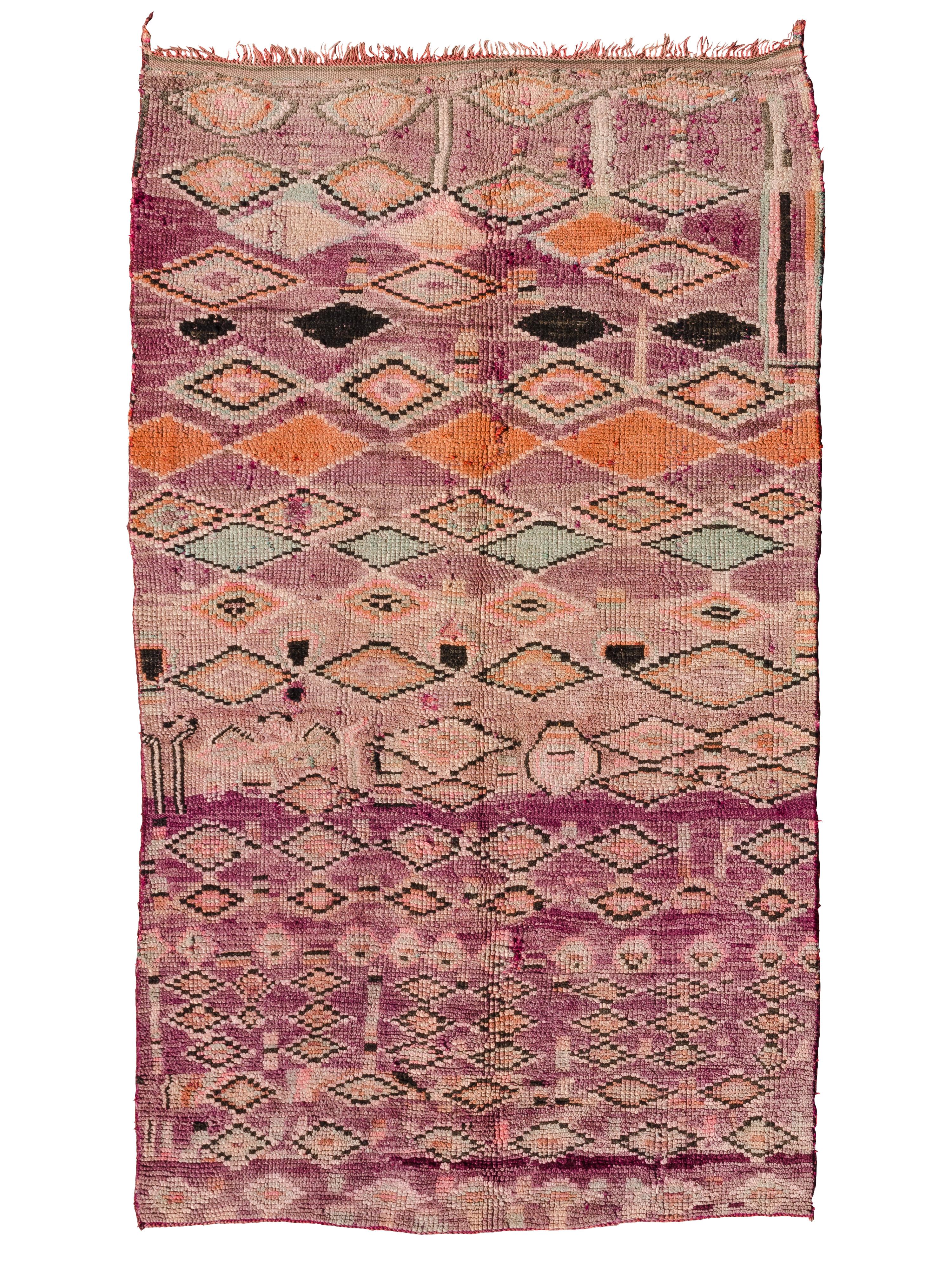 Classic Abstract Vintage Moroccan Boujad Rug Curated by Breuckelen Berber In Good Condition For Sale In Brooklyn, US