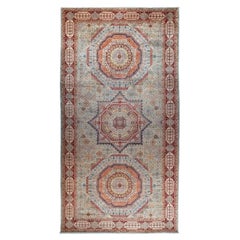 Classic Afghan Hand-Knotted Mamluk Wool Area Rug 7x13 Blue