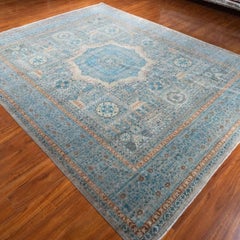Classic Afghan Hand-Knotted Mamluk Wool Area Rug 8x10 Blue