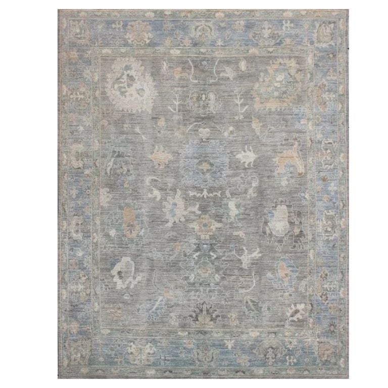 Classic Afghan Hand-Knotted Oushak Wool Area Rug 8x10 Gray