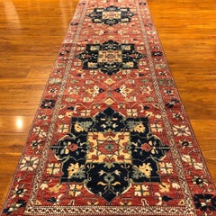 Classic Afghan Hand-Knotted Star Oushak Wool Runner Rug 3x14