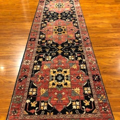 Classic Afghan Hand-Knotted Star Oushak Wool Runner Rug 3x14
