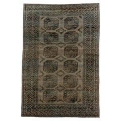 Retro Classic Afghan Rug with Brown Field 
