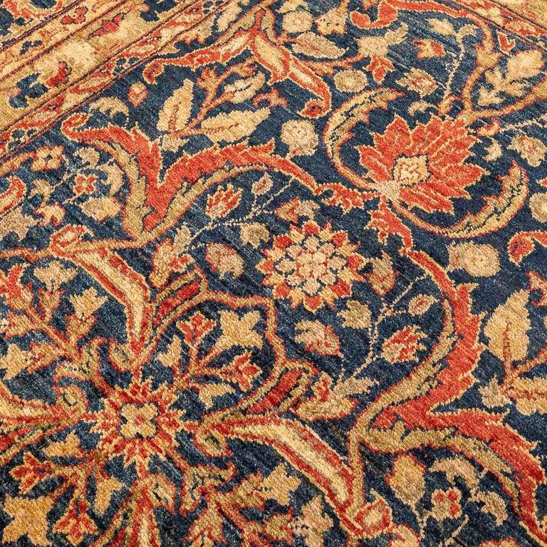 Classic Agra Rug, Palmettes and Interwoven Flowers, Blue, Red and Beige Colors For Sale 2