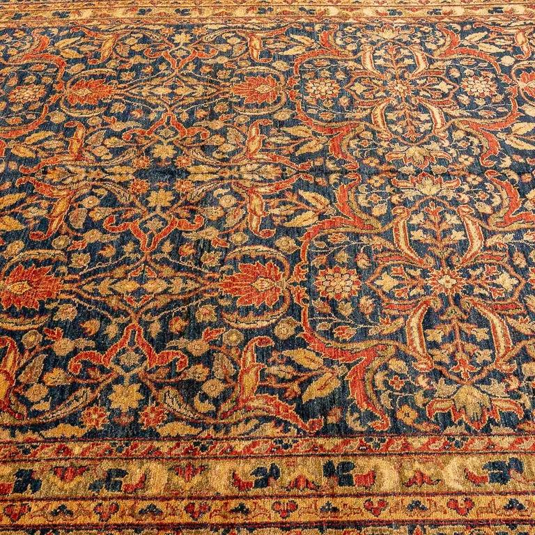 Classic Agra Rug, Palmettes and Interwoven Flowers, Blue, Red and Beige Colors For Sale 3