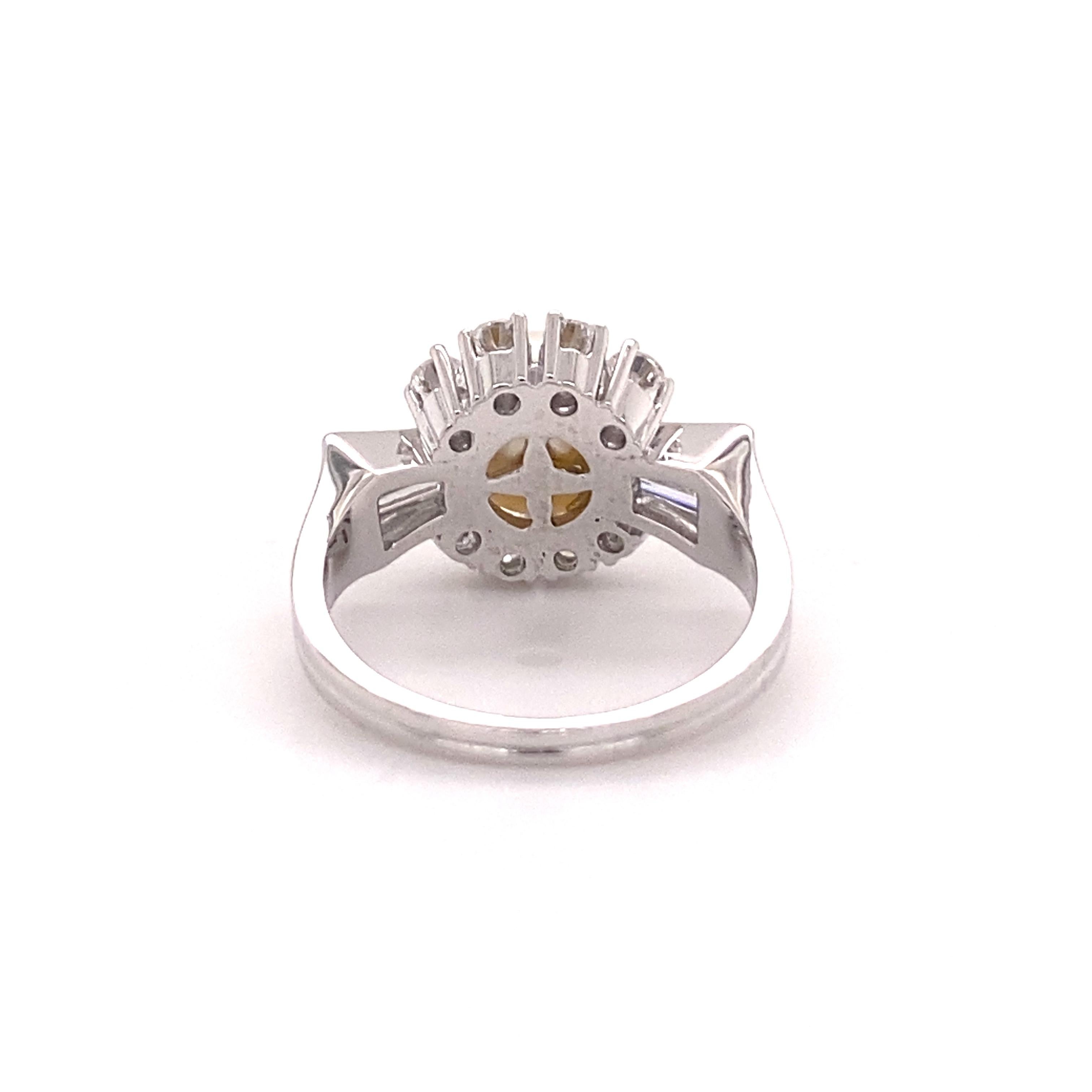 Classic Akoya Cultured Pearl and Diamond Ring in 18 Karat White Gold 2