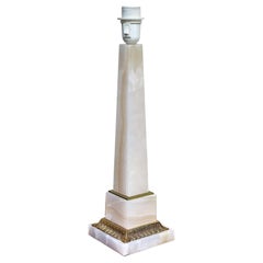 Retro Classic Alabaster and Bronze Obelisk Table Lamp, Italy
