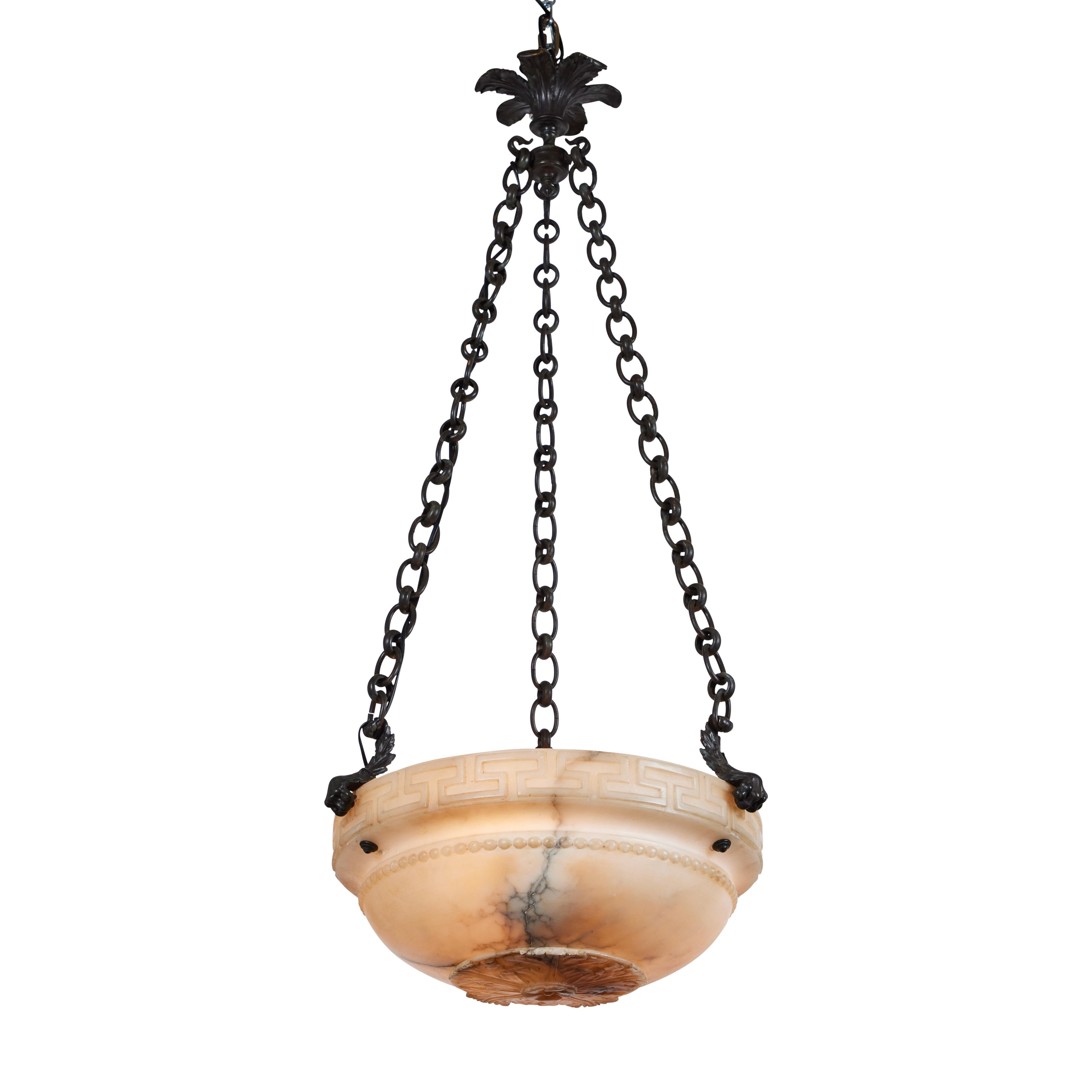 French Classic Alabaster Chandelier For Sale