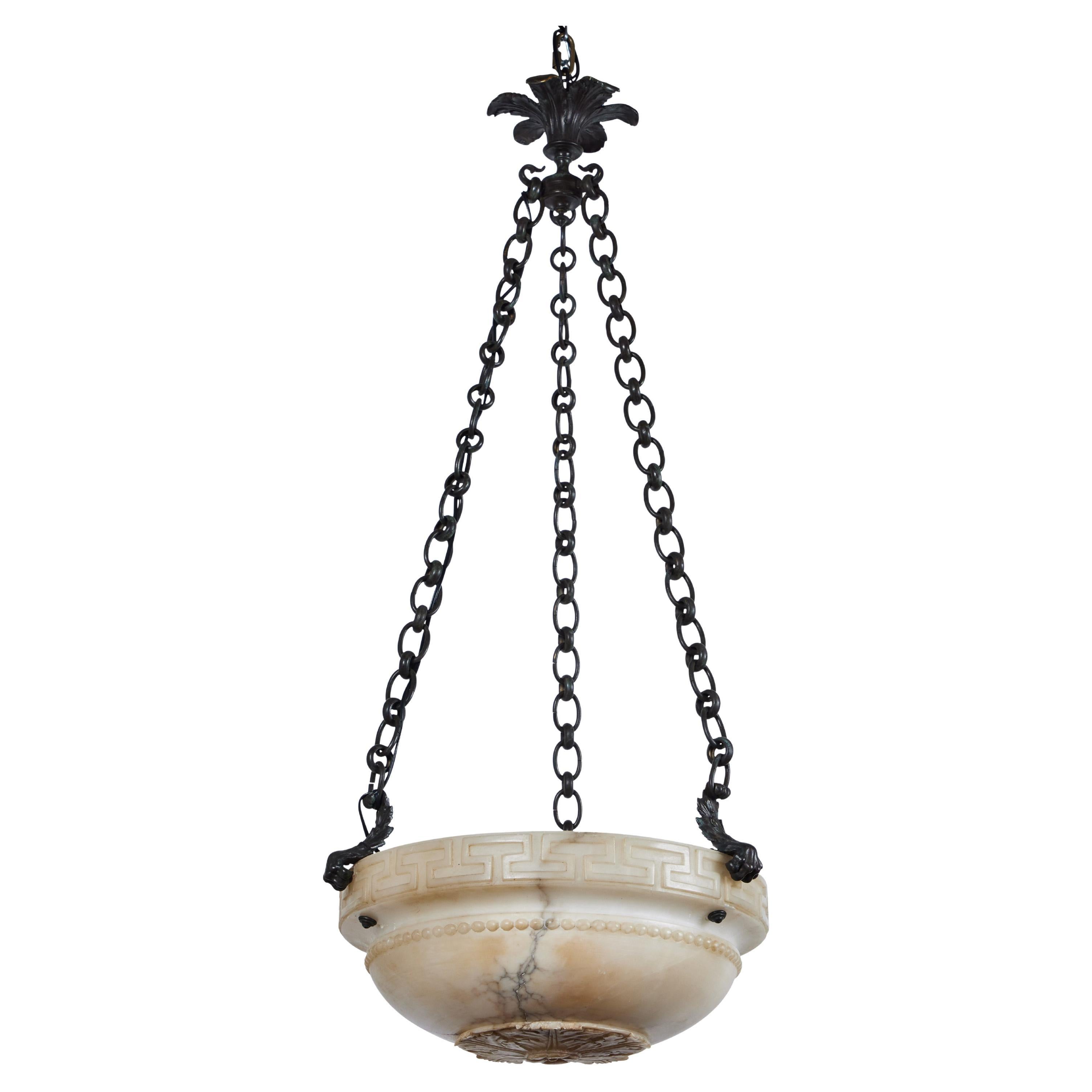 Classic Alabaster Chandelier For Sale