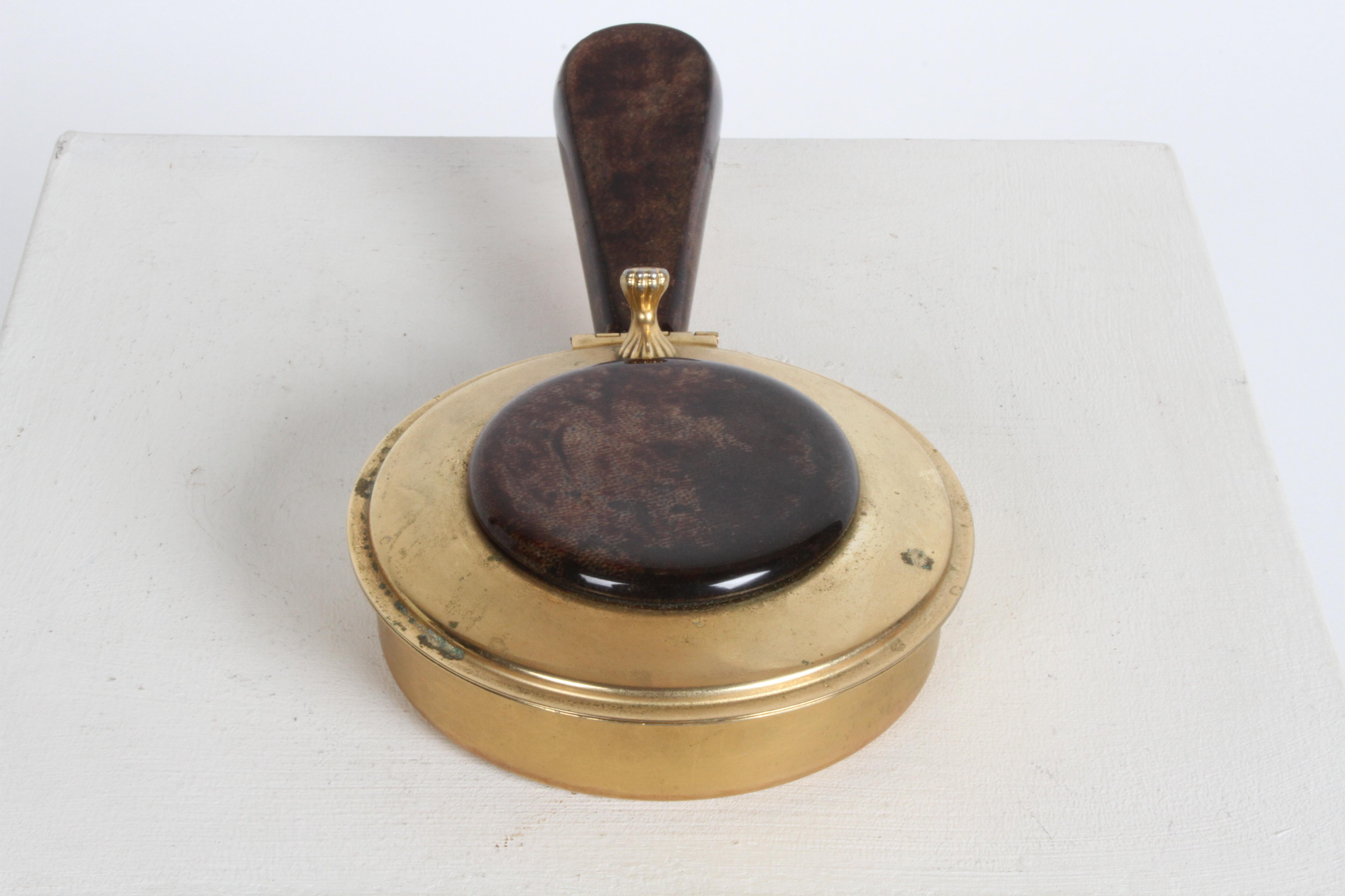 Classic Aldo Tura Italy Silent Butler 24k Gold Plated & Goatskin Parchment 2