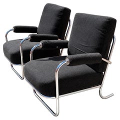 Classic American Art Deco / Machine Age Chrome Lounge Chairs . Gilbert Rohde