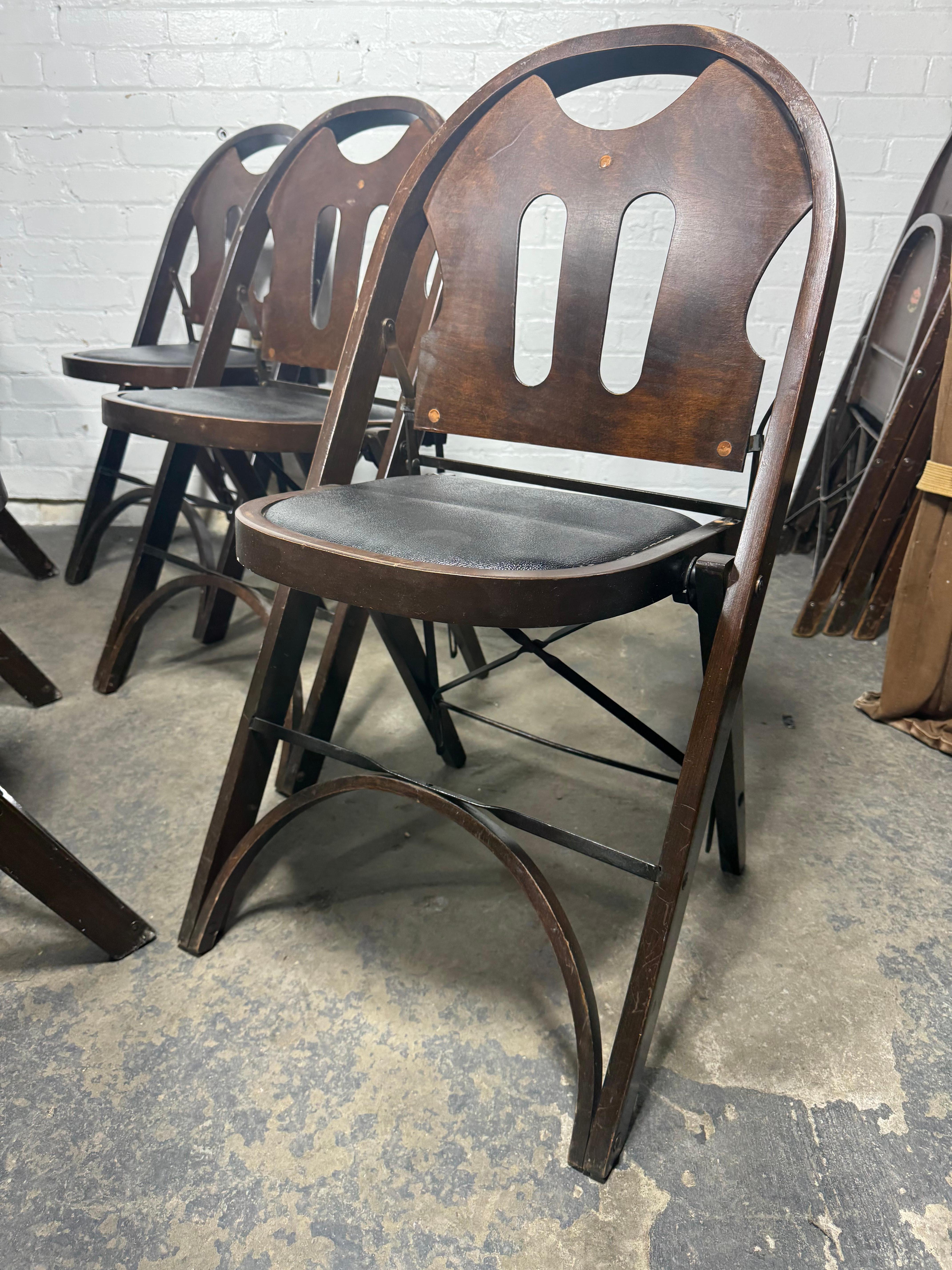 Classic American Bentwood and Iron Folding Chairs 1930s For Sale 5