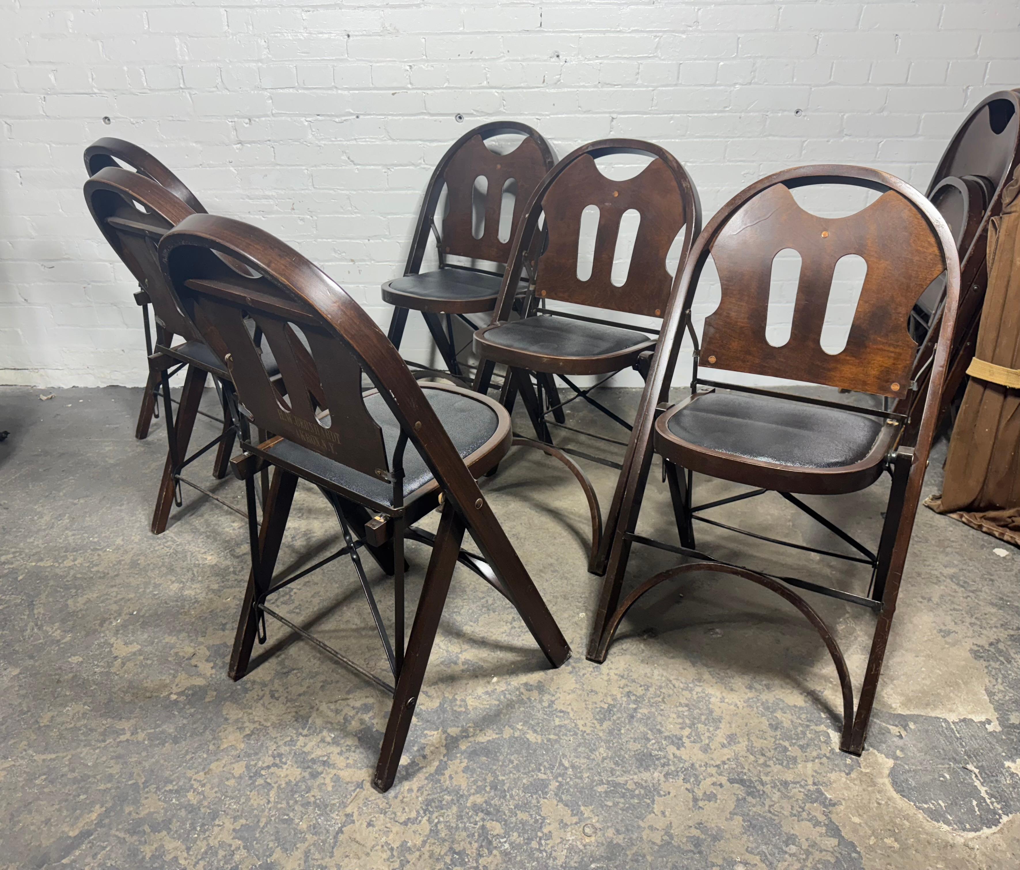 Classic American Bentwood and Iron Folding Chairs 1930s For Sale 6