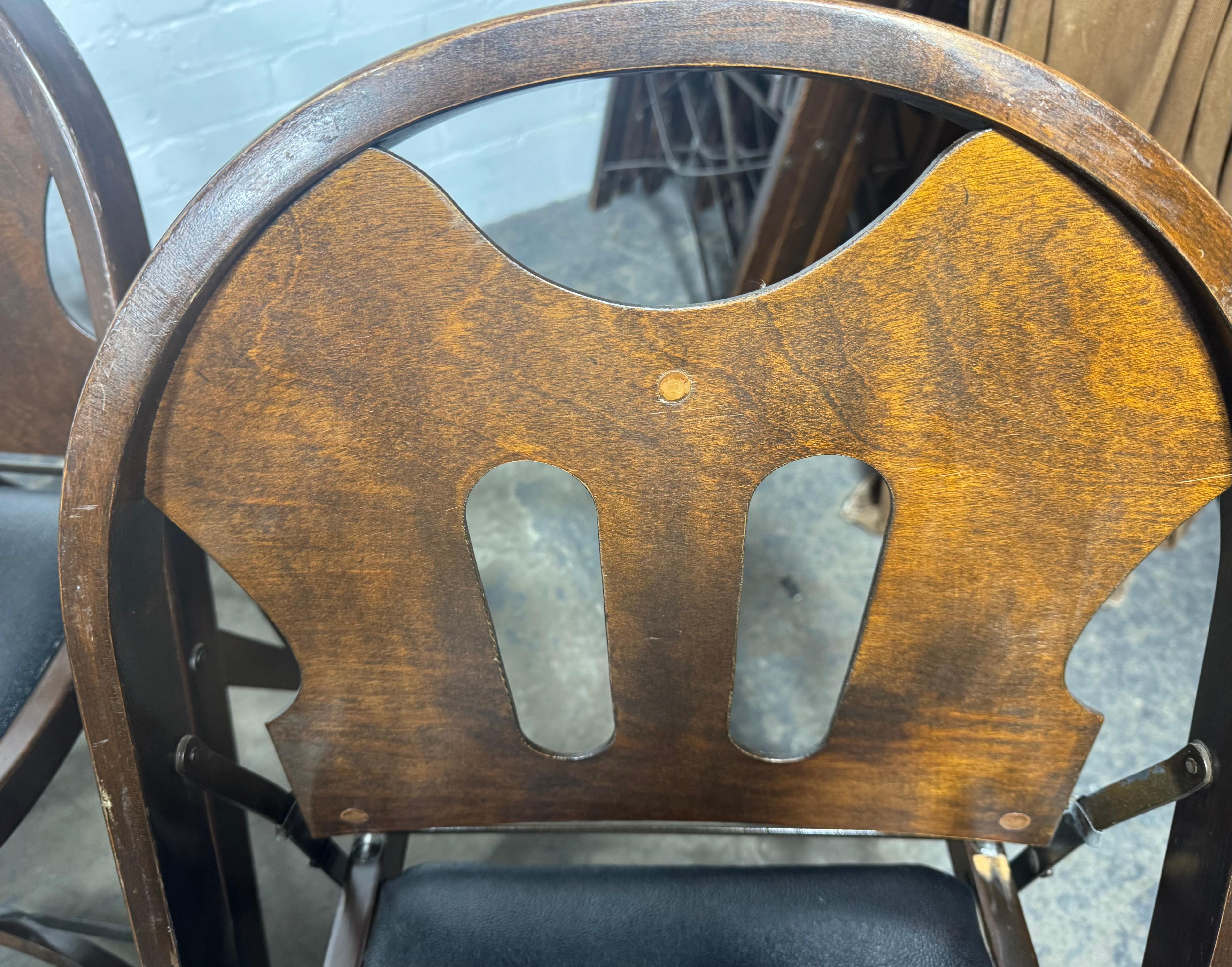 Classic American Bentwood and Iron Folding Chairs 1930s For Sale 8