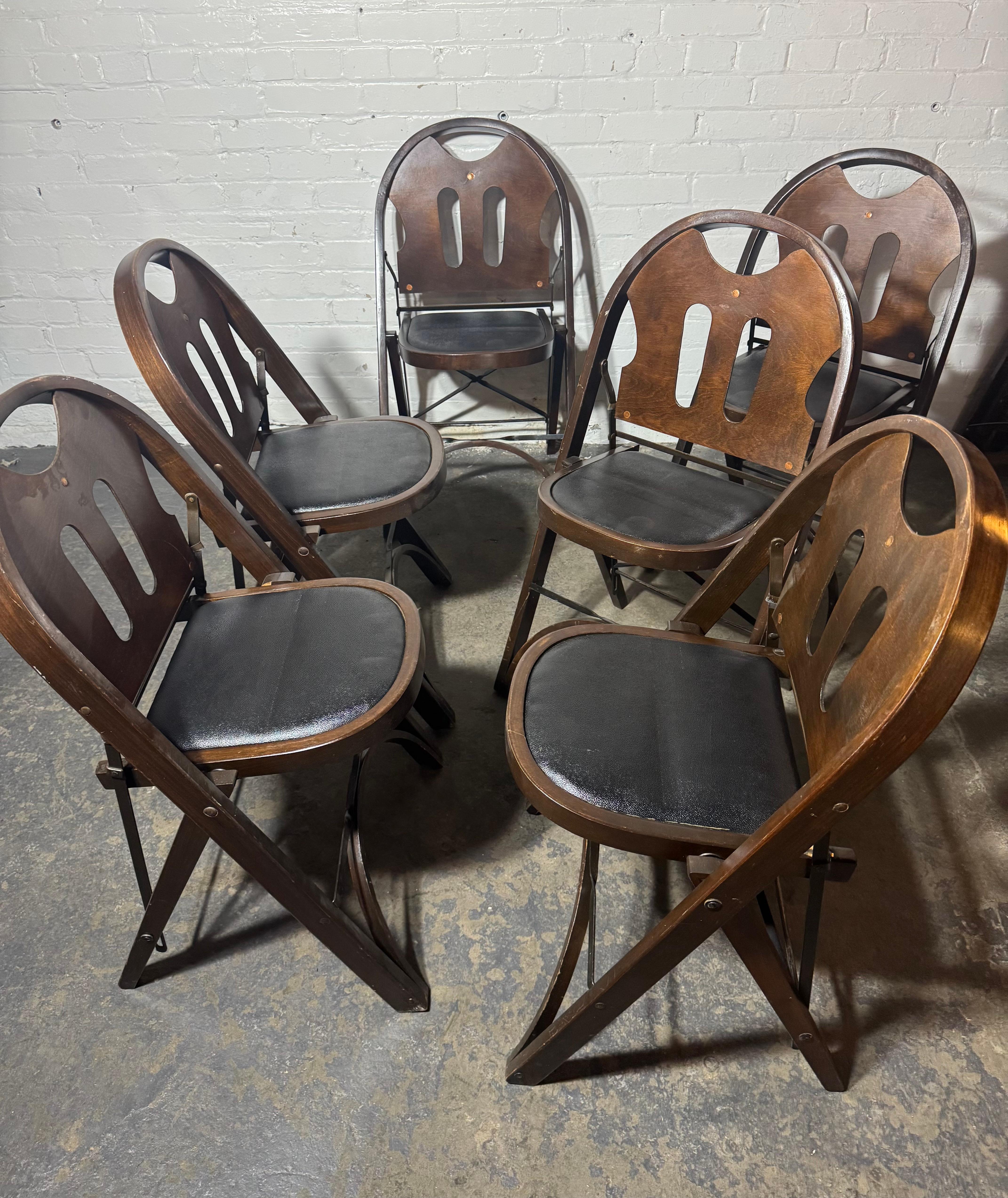 Art Deco Classic American Bentwood and Iron Folding Chairs 1930s For Sale