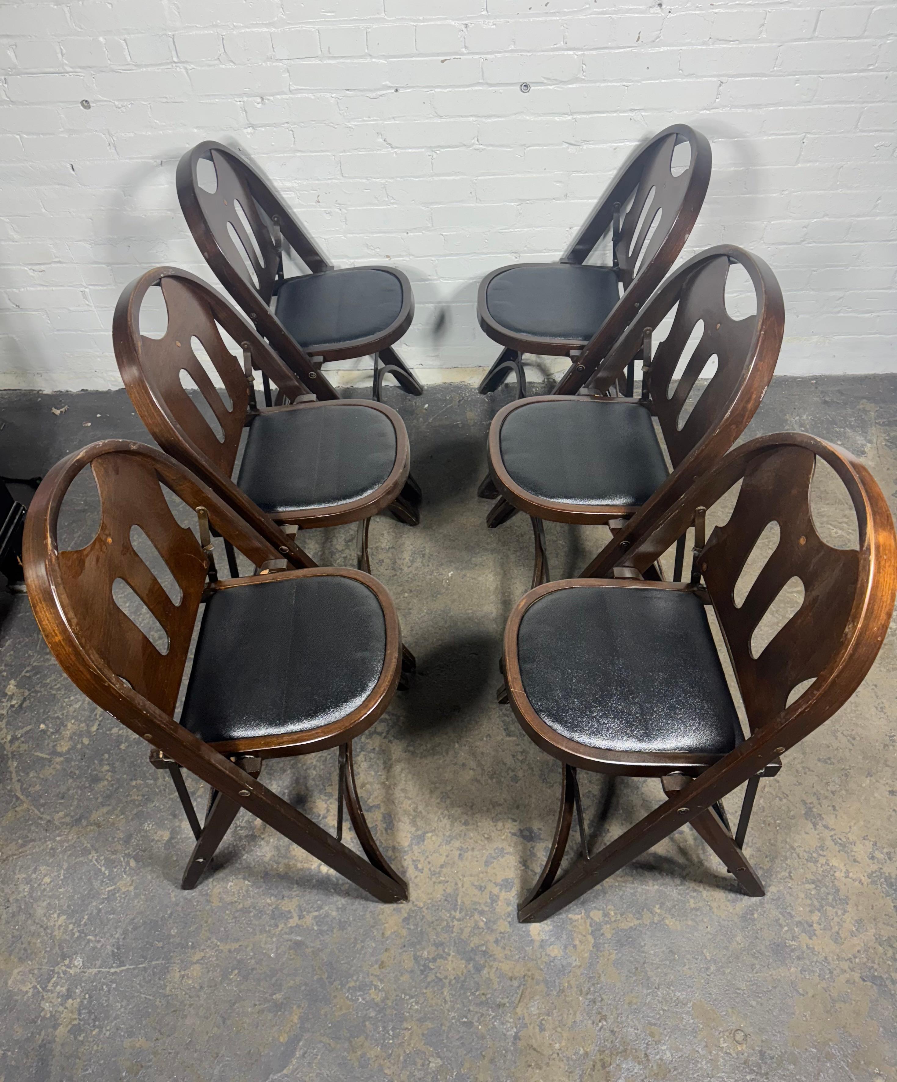 Mid-20th Century Classic American Bentwood and Iron Folding Chairs 1930s For Sale