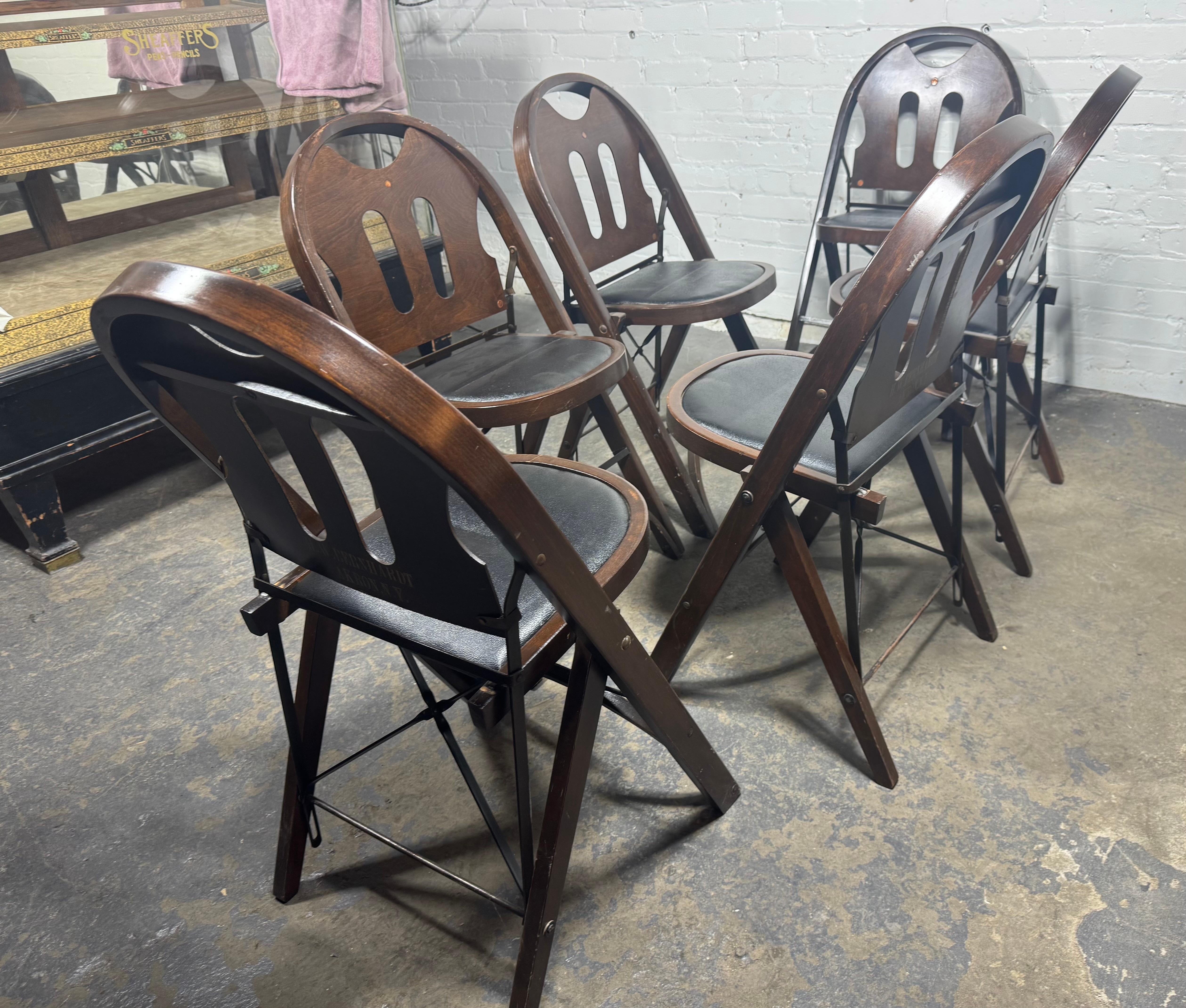 Classic American Bentwood and Iron Folding Chairs 1930s For Sale 1