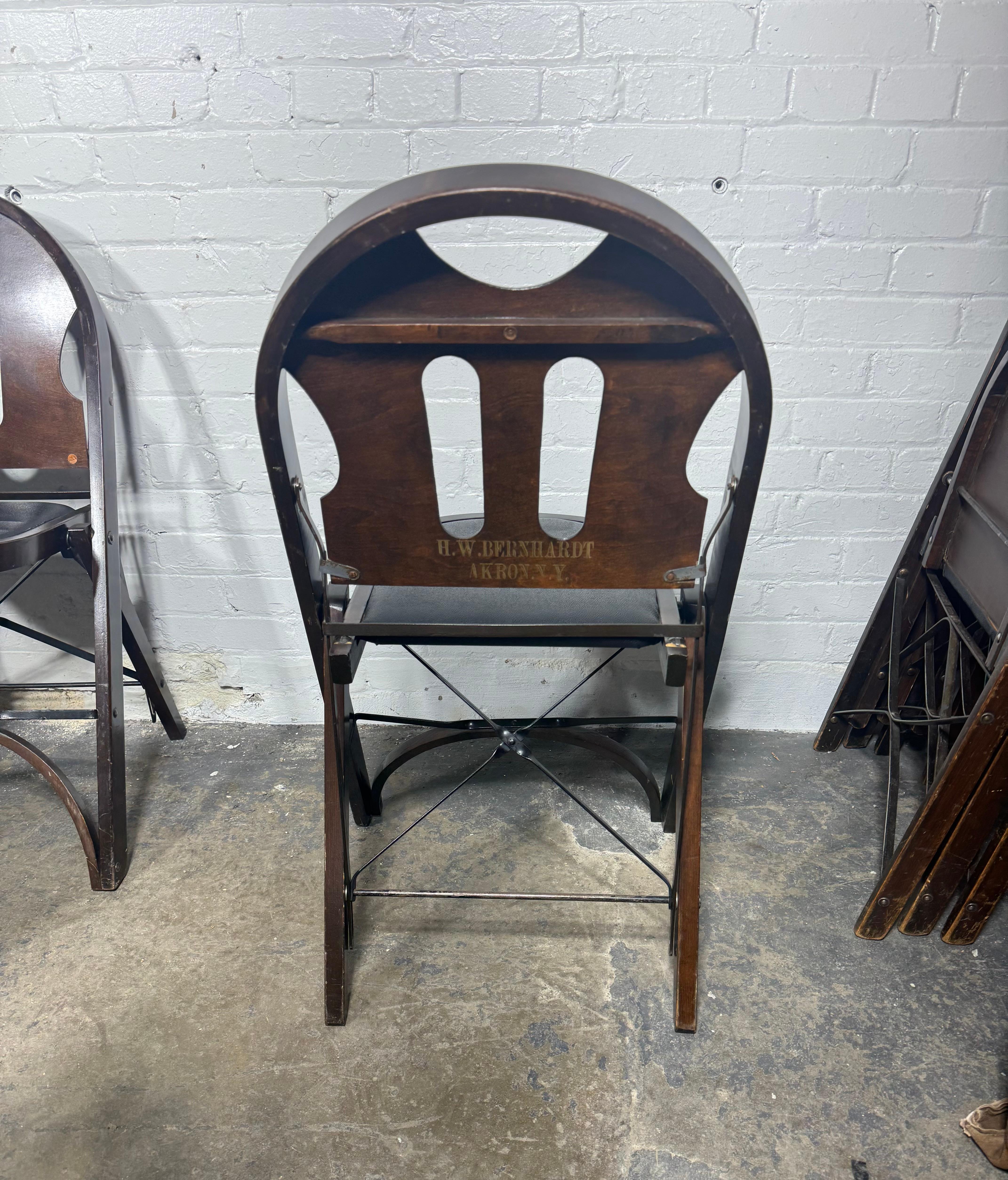 Classic American Bentwood and Iron Folding Chairs 1930s For Sale 3