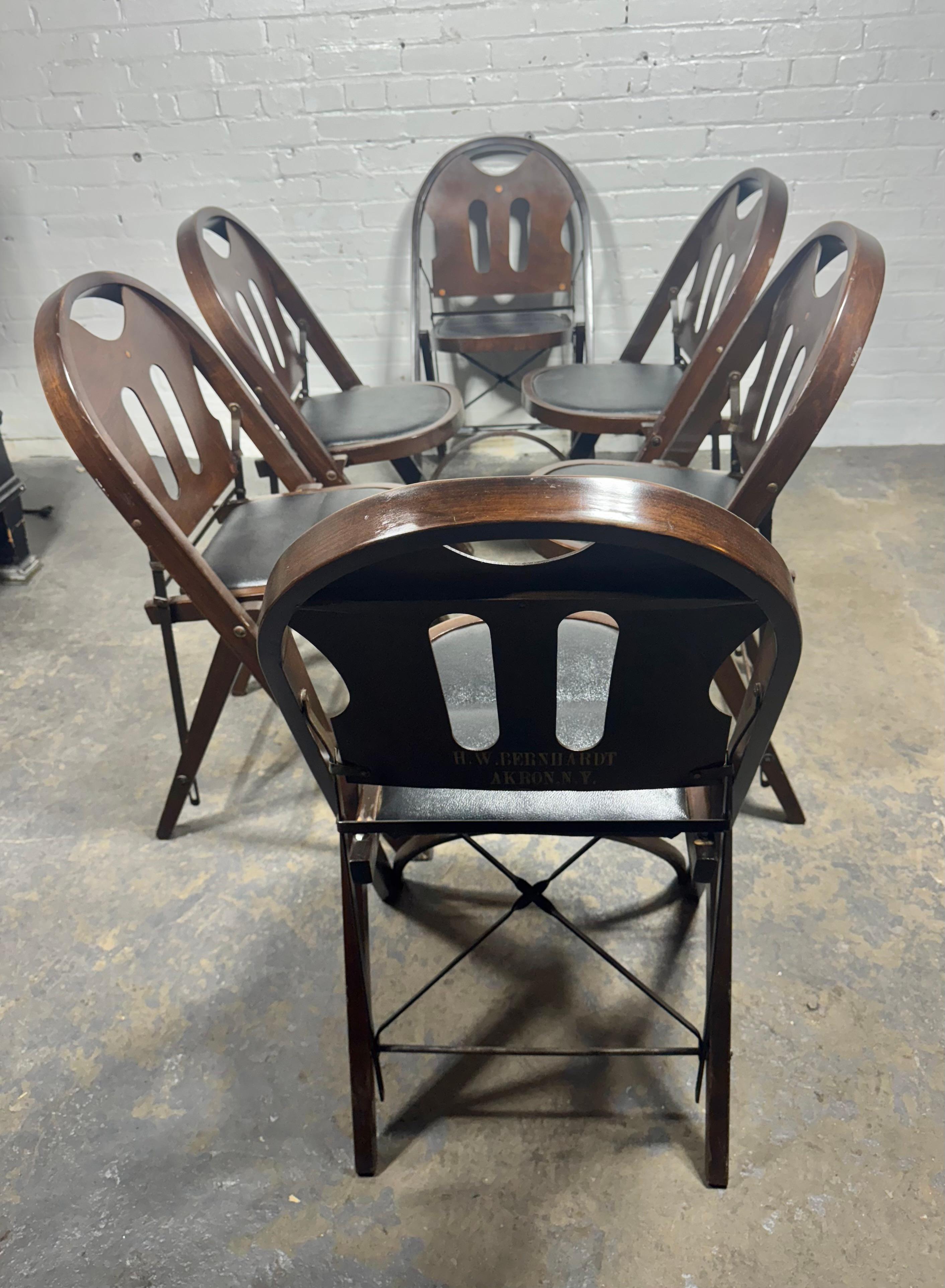 Classic American Bentwood and Iron Folding Chairs 1930s For Sale 4