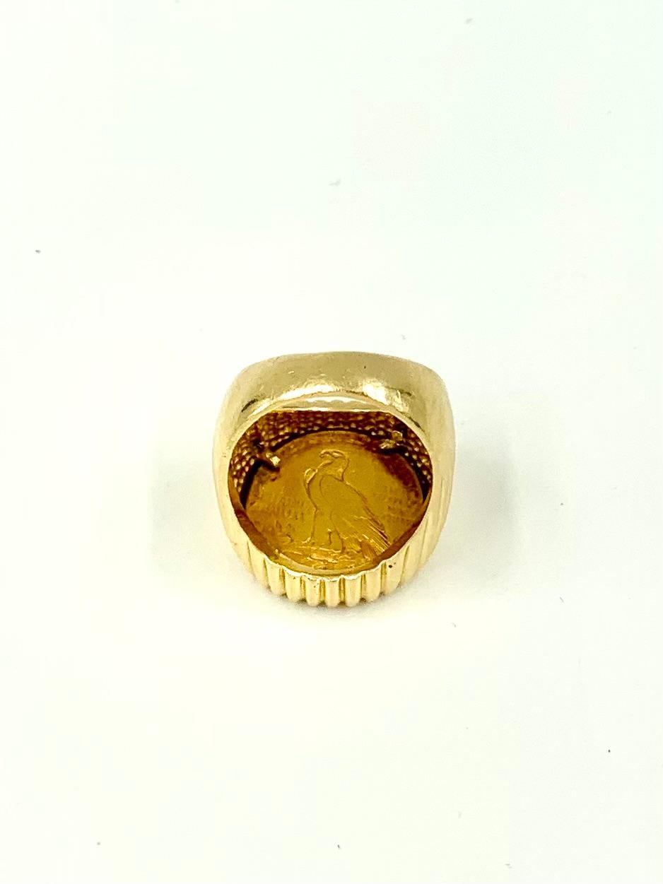 Classic American Indian Head Quarter Eagle 22K Gold Coin 14K Yellow Gold Ring 5