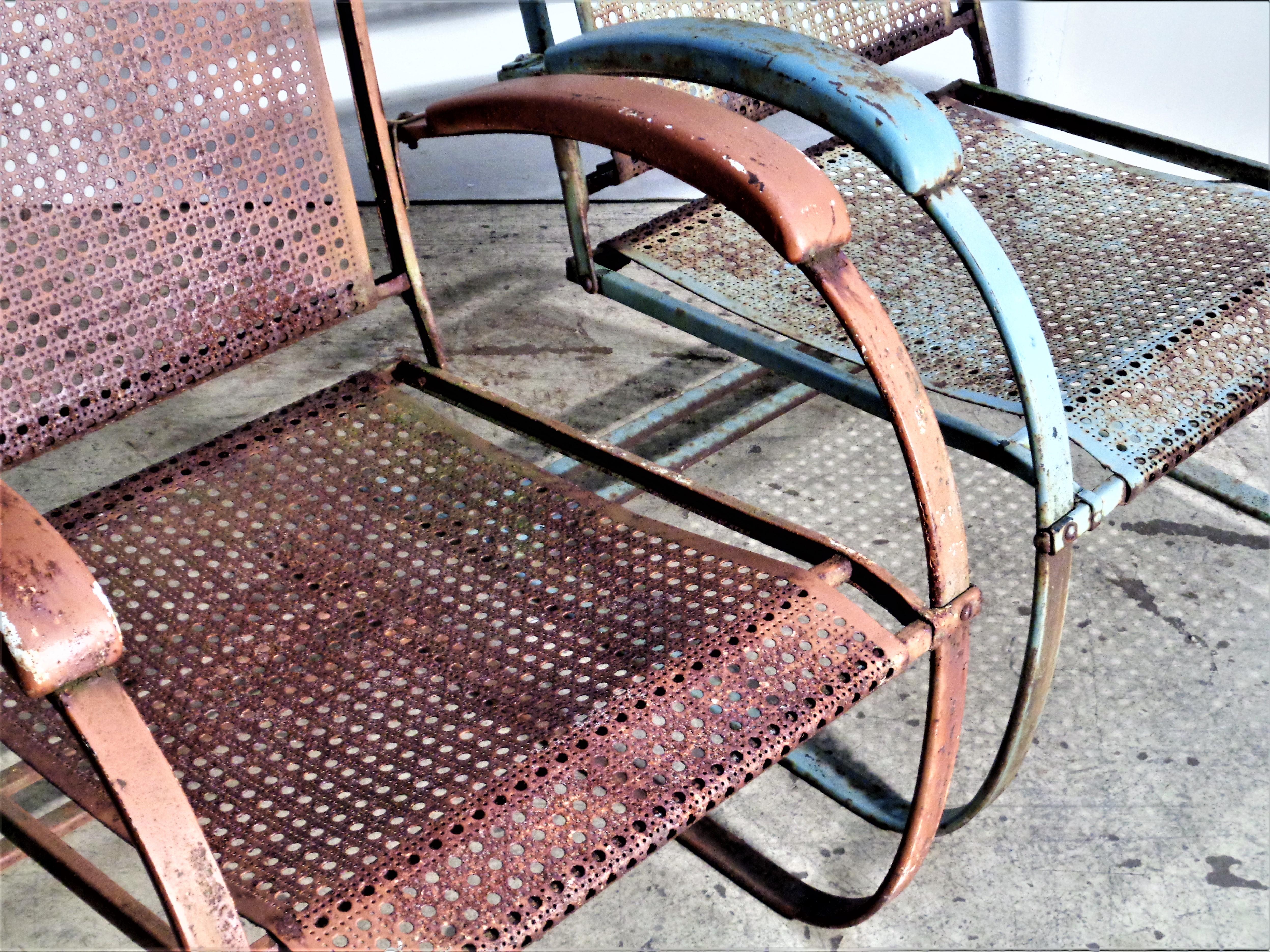 20th Century   Classic Metal Mesh Spring Steel Cantilever Bounce Chairs - Howell Co. 1930's