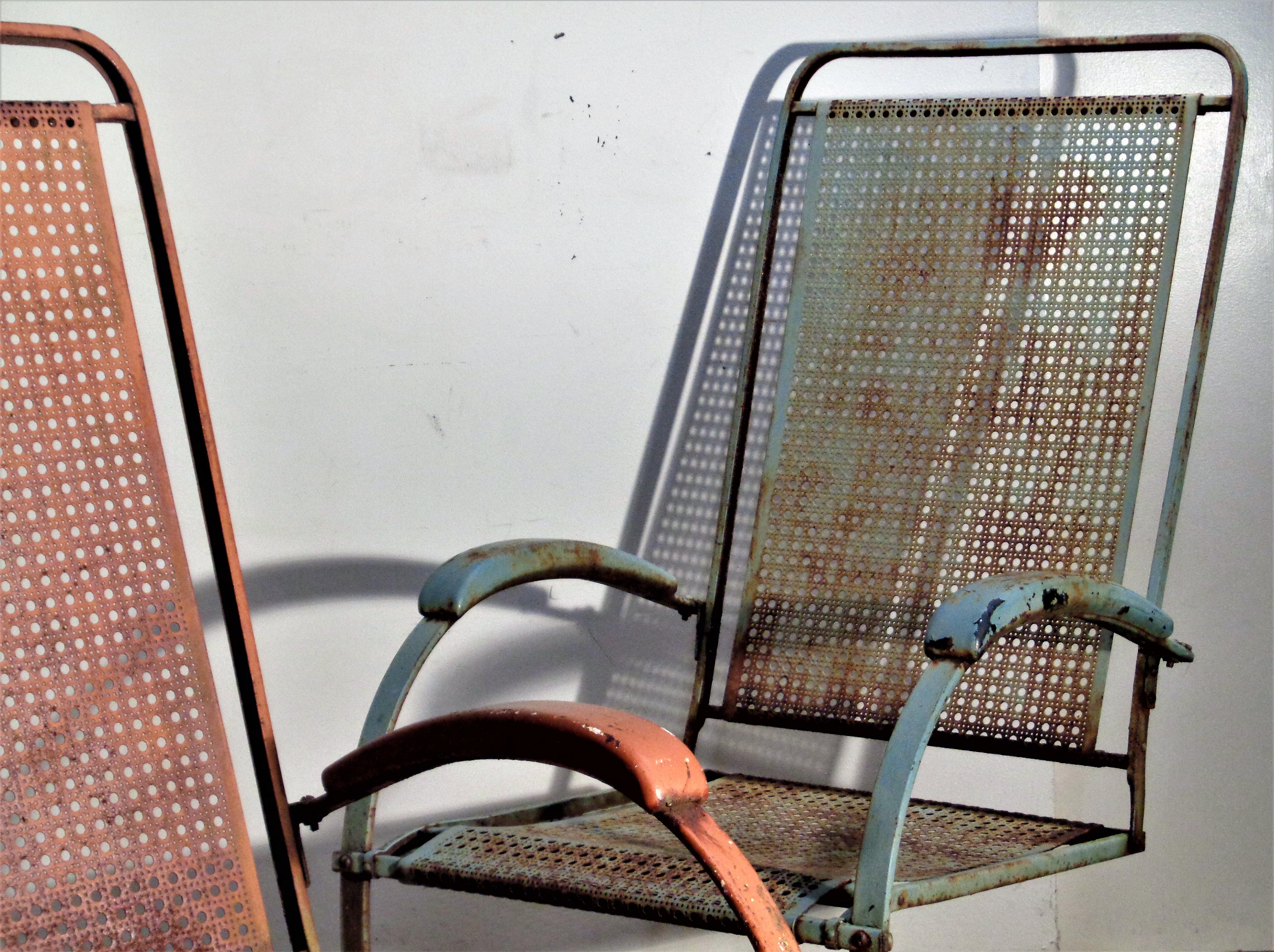   Classic Metal Mesh Spring Steel Cantilever Bounce Chairs - Howell Co. 1930's 2
