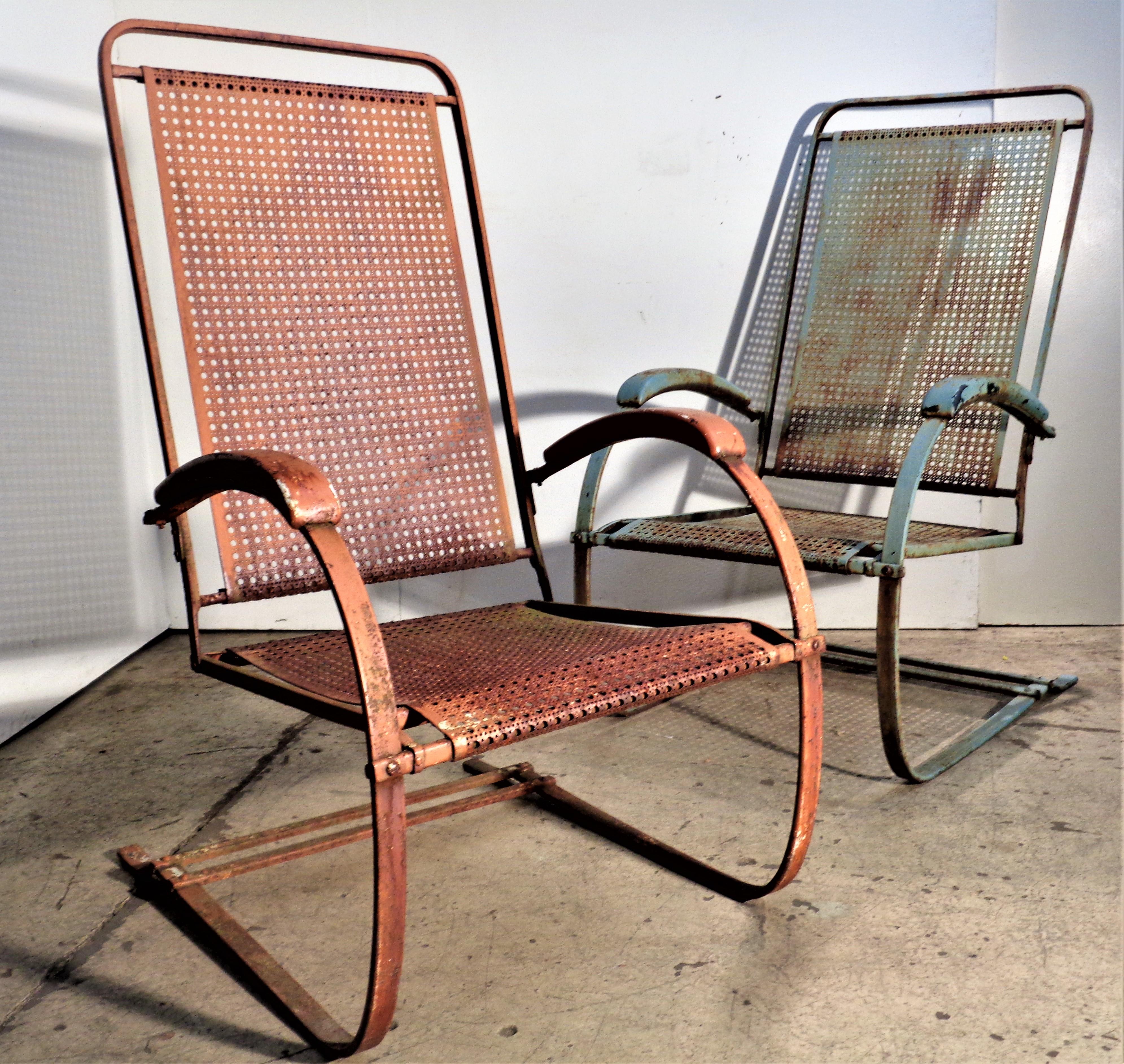   Classic Metal Mesh Spring Steel Cantilever Bounce Chairs - Howell Co. 1930's 3