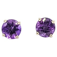 Classic Amethyst Stud Earrings in 14k White Gold