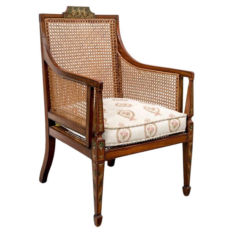 Clásico Y Elegante Sillón Estilo Adam Pintado Antiguo