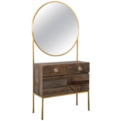 Classic and Modern Handmade Vanity in Natural Elm with Hand Welded Hardware