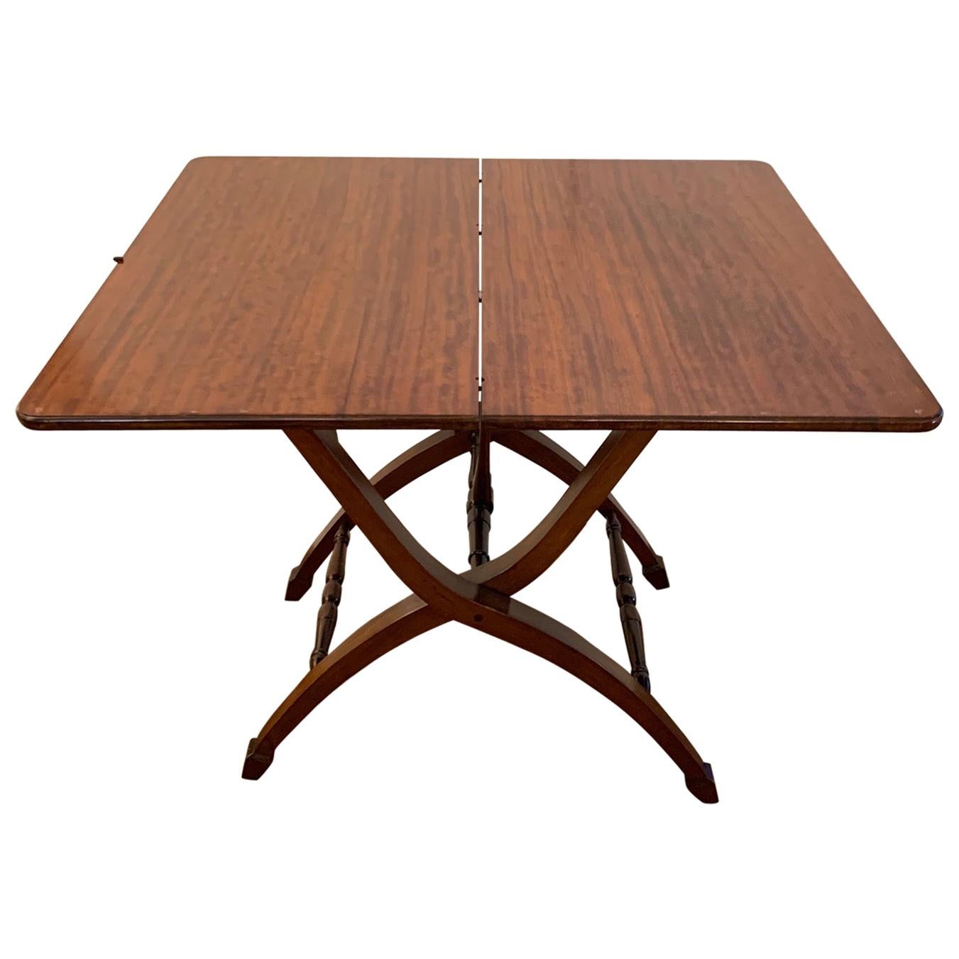 Classic and Versatile Campaign Style Mahogany Side or Dining Table