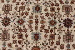Vintage Indo Tabriz with a Classic Design in Orange, Ivory, Tan, & Lt. Blue