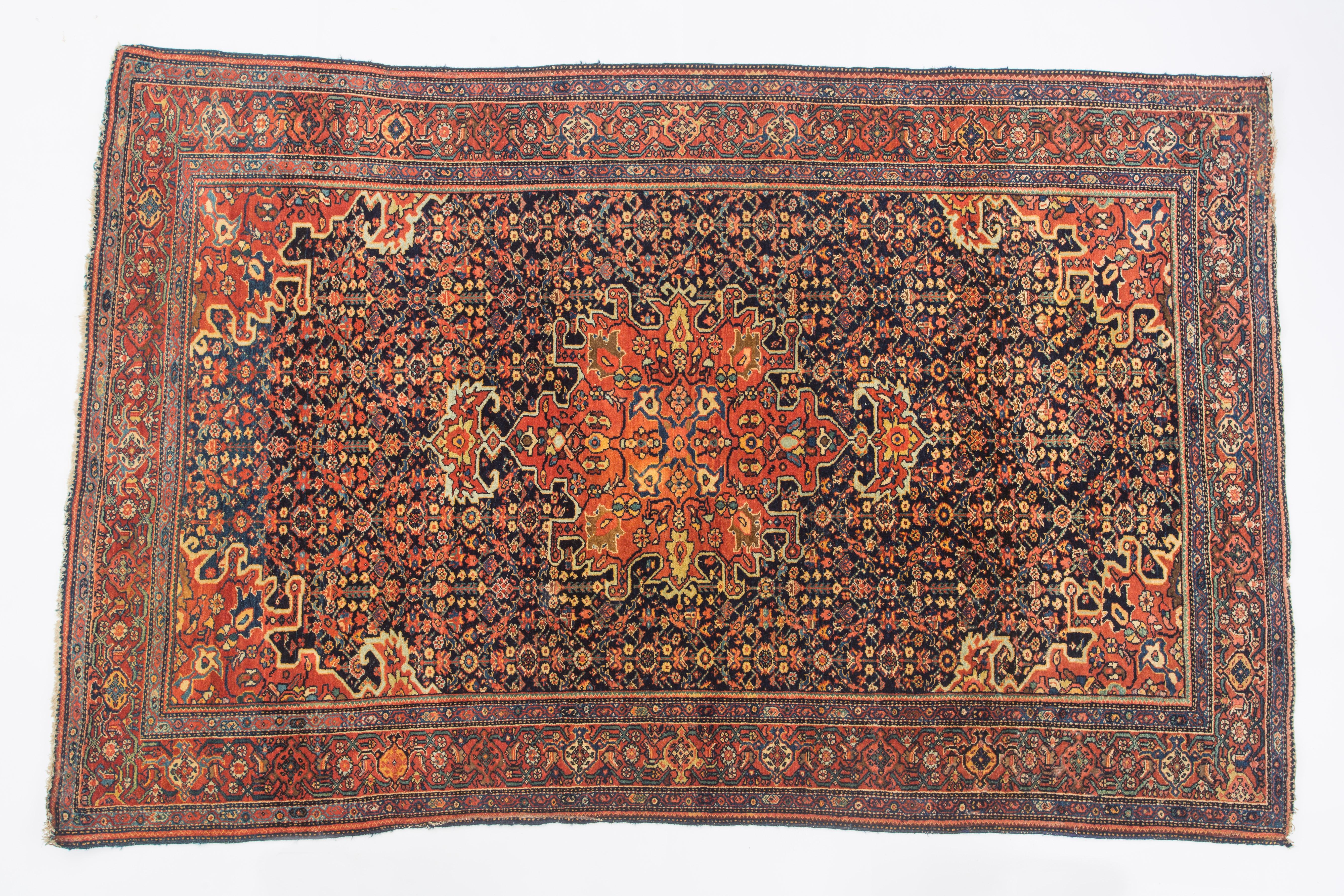 From an Australian Collector

Ferahan Sarouk carpets produced around the wider Arak (formerly Sultanabad) area from about 1850-1910 earned a deserved reputation as amongst the most desirable and imaginative finely woven carpets in Persia. As these