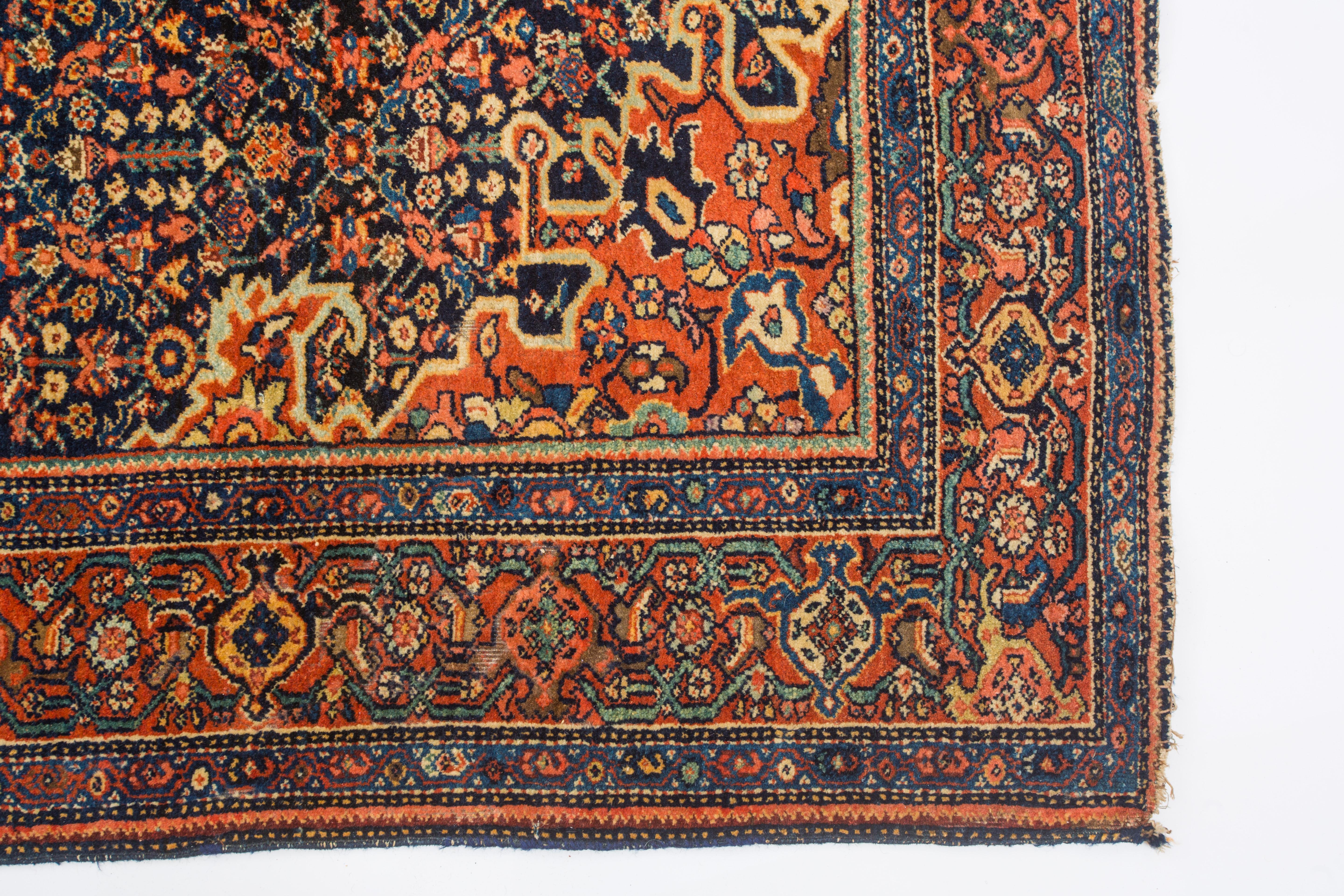 Persian Classic Antique 1870 Ferahan Sarouk -Intense Design Virtues  For Sale