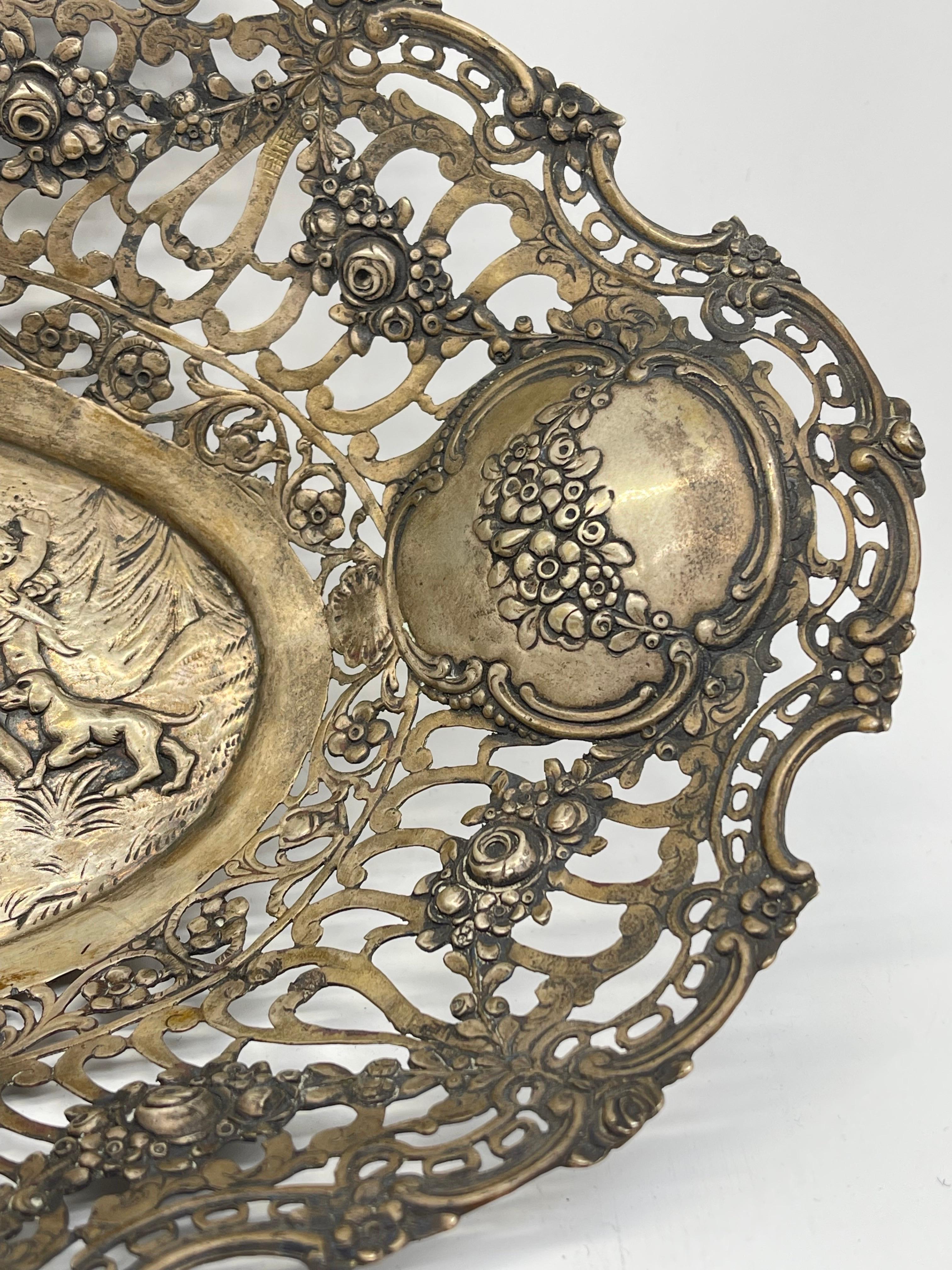 Classic Antique 800 Silver Brotkorb - Schale Blumen Putto ornament Deutschland im Angebot 1