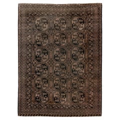 Classic Vintage Afghan Rug with Abrashed Field and Detailed Borders