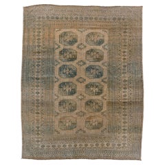 Classic Antique Afghan Rug with Beige Field 