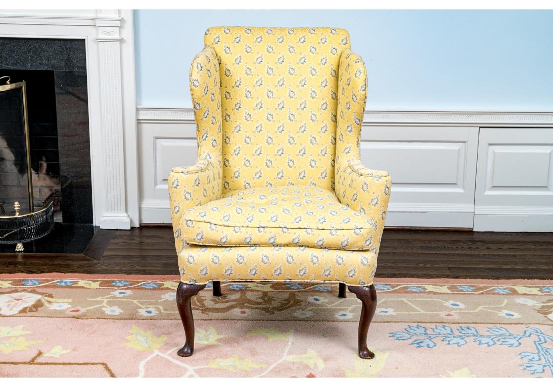 Fabric Classic Antique American Wing Chair  For Sale