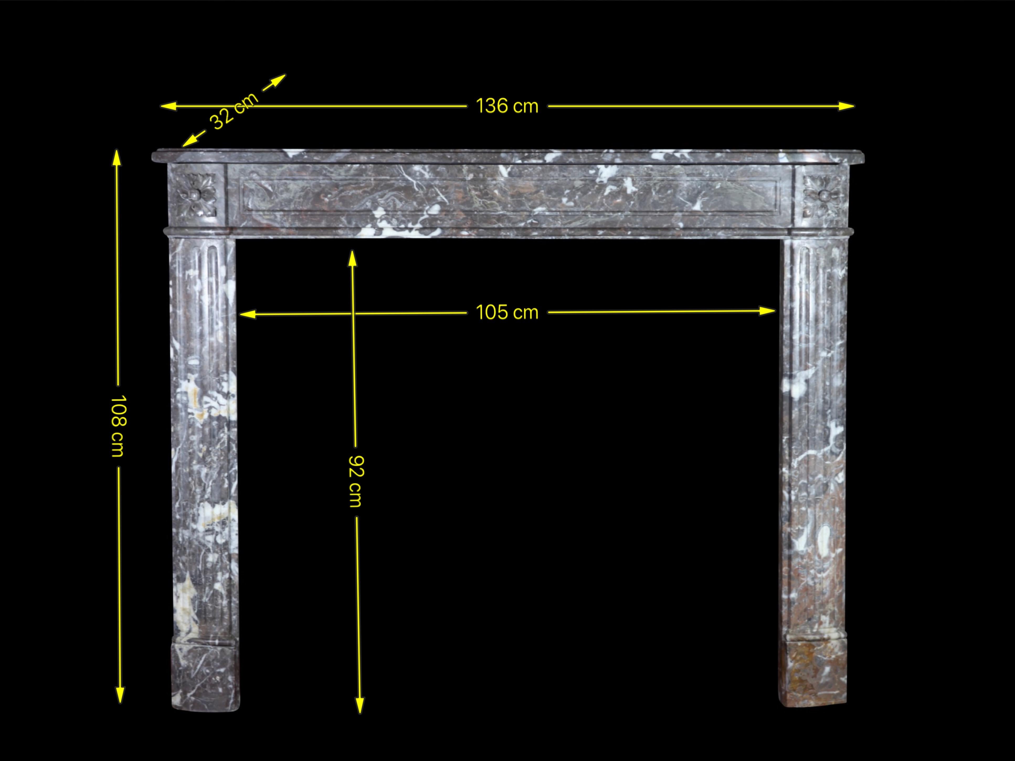 Classic Antique Belgian Grey Marble Louis XVI Fireplace Surround For Sale 6