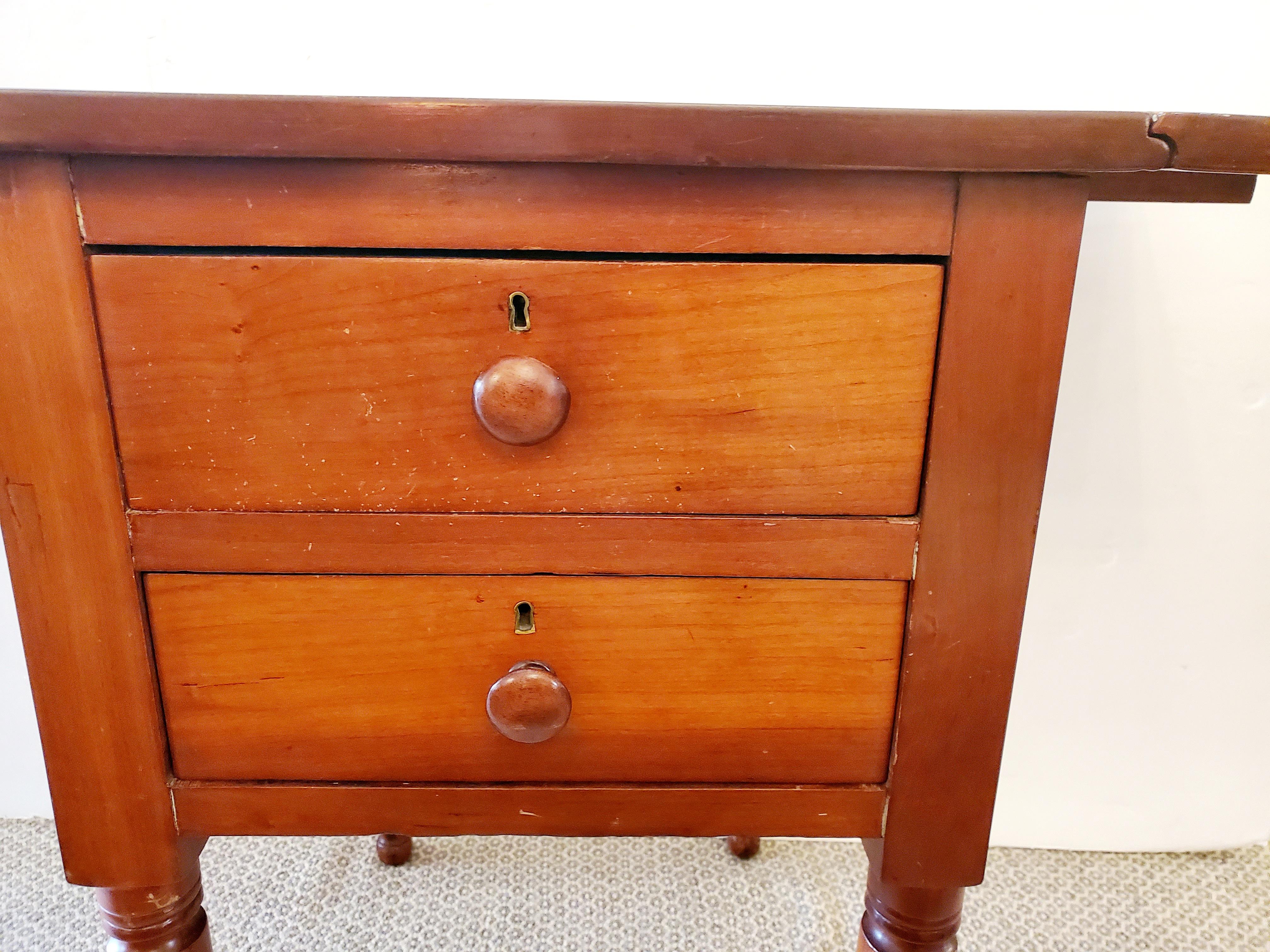 Mid-20th Century Classic Antique Drop Leaf Cherry Side Table For Sale