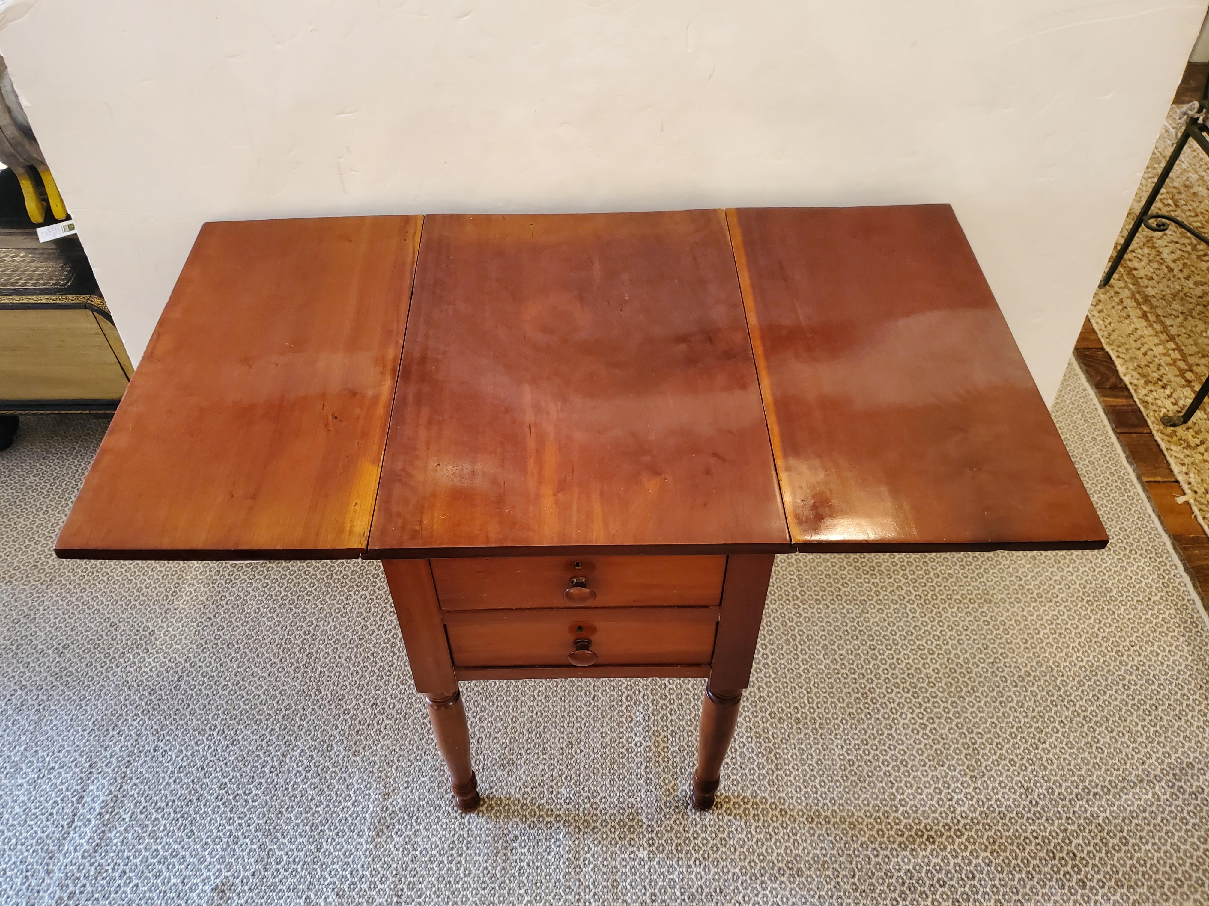 Classic Antique Drop Leaf Cherry Side Table For Sale 1