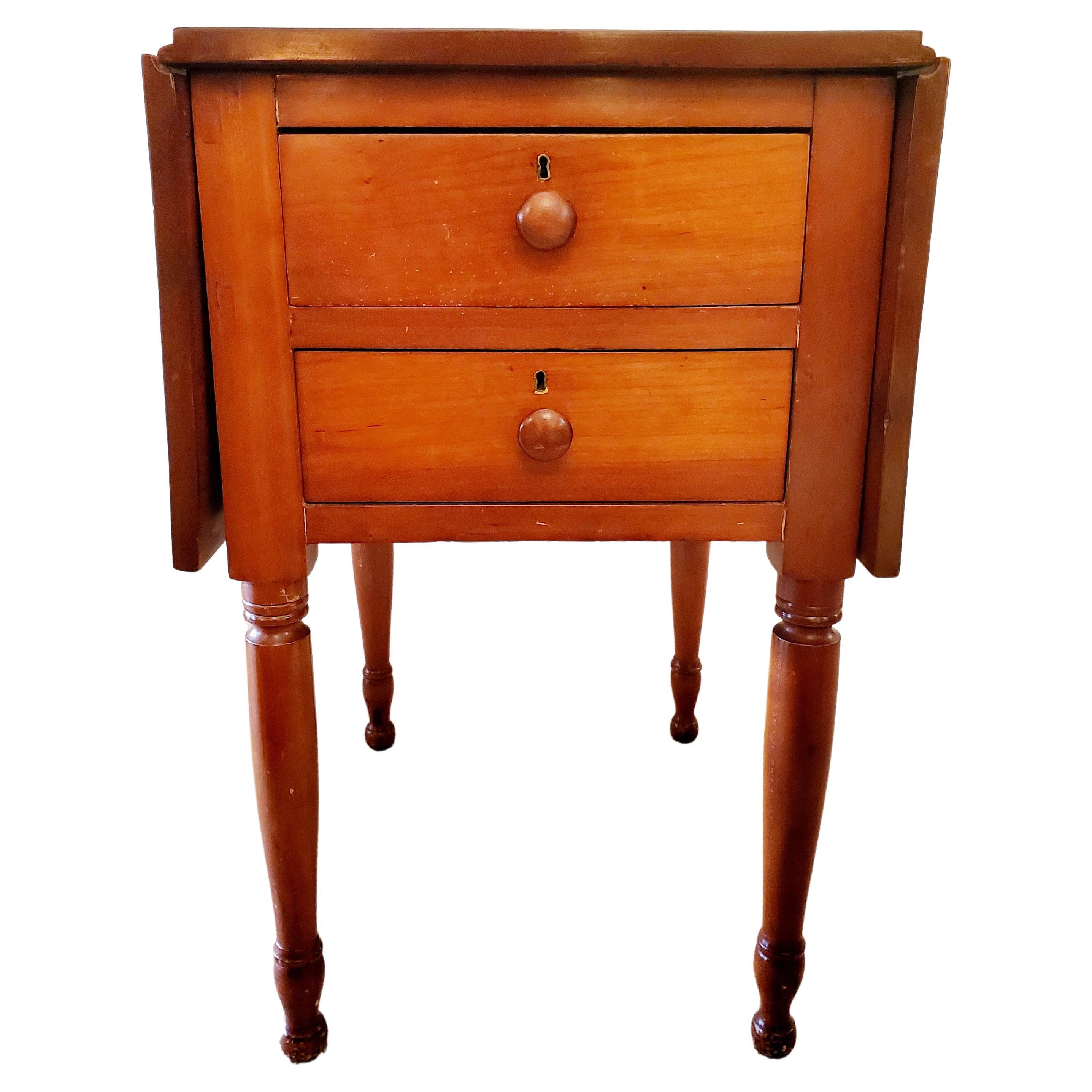 Classic Antique Drop Leaf Cherry Side Table For Sale