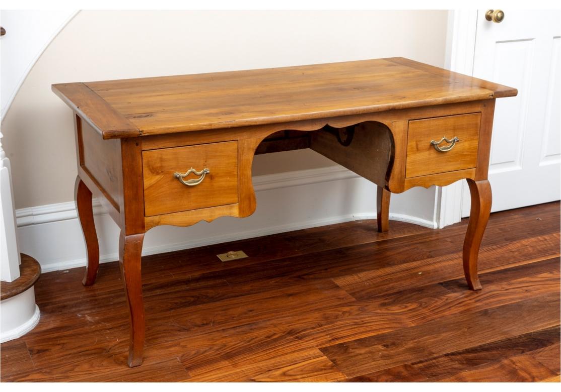 Classic Antique French Cherry Desk with Breadboard Top For Sale 4