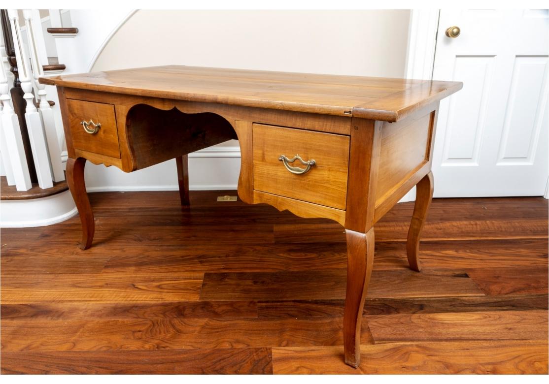 19th Century Classic Antique French Cherry Desk with Breadboard Top For Sale