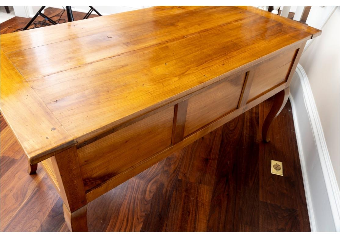 Classic Antique French Cherry Desk with Breadboard Top For Sale 2